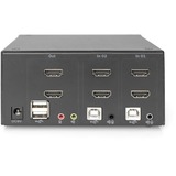 Digitus Conmutador KVM, 2 puertos, pantalla dual, 4K, HDMI®, Switch KVM 2 puertos, pantalla dual, 4K, HDMI®, 3840 x 2160 Pixeles, 4K Ultra HD, Negro