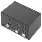 Digitus Conmutador KVM, 2 puertos, pantalla dual, 4K, HDMI®, Switch KVM 2 puertos, pantalla dual, 4K, HDMI®, 3840 x 2160 Pixeles, 4K Ultra HD, Negro