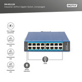 Digitus Red Ethernet Gigabit de 16 puertos, Interruptor/Conmutador azul