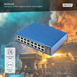 Digitus Red Ethernet Gigabit de 16 puertos, Interruptor/Conmutador azul