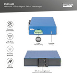 Digitus Red Ethernet Gigabit de 16 puertos, Interruptor/Conmutador azul
