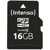 Intenso 16GB MicroSDHC Clase 10, Tarjeta de memoria 16 GB, MicroSDHC, Clase 10, 25 MB/s, Resistente a golpes, Resistente a la temperatura, Resistente al agua, A prueba de rayos X, Negro
