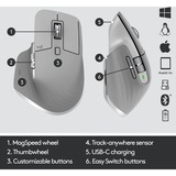 Logitech MX Master 3 ratón mano derecha RF Wireless + Bluetooth Laser 4000 DPI gris, mano derecha, Laser, RF Wireless + Bluetooth, 4000 DPI, Gris