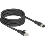 DeLOCK Cable M12 codificado X con conector hembra de 8 pines > conector RJ-45, Cat.5e S/FTP negro