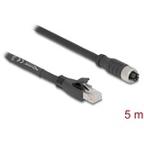 DeLOCK Cable M12 codificado X con conector hembra de 8 pines > conector RJ-45, Cat.5e S/FTP negro