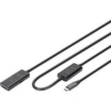 Digitus Cable de extensión USB 3.2 Gen 1 activo, conector USB-C > puerto USB-A, Cable alargador negro