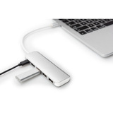 Digitus Concentrador USB Type-C™ de 4 puertos (USB 3.0) + PD, Hub USB plateado