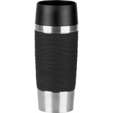 Emsa TRAVEL MUG Waves termo 0,36 L Negro, Taza negro/Acero fino, 0,36 L, Negro, Polipropileno (PP), Silicona, Acero inoxidable, 8,3 cm, 200 mm