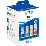 Epson 104 EcoTank 4-colour Multipack, Tinta Negro, Cian, Magenta, Amarillo, Epson, EcoTank ET-2715 EcoTank ET-2714 EcoTank ET-2712 EcoTank ET-2711 EcoTank ET-2710 Unlimited EcoTank..., 65 ml, 65 ml, Inyección de tinta