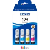 Epson 104 EcoTank 4-colour Multipack, Tinta Negro, Cian, Magenta, Amarillo, Epson, EcoTank ET-2715 EcoTank ET-2714 EcoTank ET-2712 EcoTank ET-2711 EcoTank ET-2710 Unlimited EcoTank..., 65 ml, 65 ml, Inyección de tinta