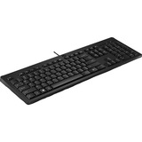 HP Teclado con cable 125 negro, Full-size (100%), USB, Interruptor de membrana, Negro