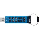 Kingston IronKey Keypad 200 de 32 GB, FIPS 140-3 nivel 3 cifrado AES-256, Lápiz USB FIPS 140-3 nivel 3 cifrado AES-256, 32 GB, USB tipo A, 3.2 Gen 1 (3.1 Gen 1), 145 MB/s, Funda, Azul