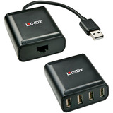 Lindy Extensor USB 2.0 Cat.6 de 4 puertos negro