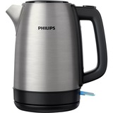 Philips Daily Collection Tapa de metal con resorte indicador luminoso 1,7 l Hervidora, Hervidor de agua acero fino cepillado/Negro, 7 l Hervidora, 1,7 L, 2200 W, Acero inoxidable, Acero inoxidable, Polipropileno (PP), Indicador de nivel de agua, Sin cables