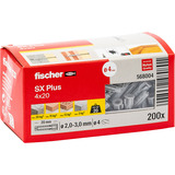 fischer Taco de expansión SX Plus 4x20, Pasador gris claro