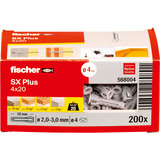 fischer Taco de expansión SX Plus 4x20, Pasador gris claro