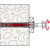 fischer Taco de vástago largo DuoXpand 10x180 FUS, Pasador gris claro/Rojo