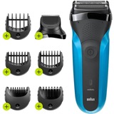 Braun Series 3 310BT Máquina de afeitar de láminas Recortadora Negro, Azul negro, Máquina de afeitar de láminas, Negro, Azul, Carga, Batería, Níquel-metal hidruro (NiMH), 30 min