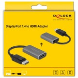 DeLOCK 63118 adaptador de cable de vídeo 0,2 m DisplayPort HDMI tipo A (Estándar) Gris negro/Gris, 0,2 m, DisplayPort, HDMI tipo A (Estándar), Macho, Hembra, Derecho