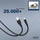Digitus Cable de silicona USB 2.0 USB-A > Lightning, certificado MFI negro