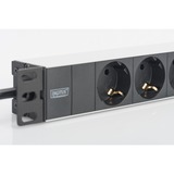 Digitus DN-95411 base múltiple 2 m 3 salidas AC Negro, Regleta negro/Aluminio, 2 m, 3 salidas AC, Tipo F, Aluminio, Negro, 250 V