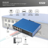 Digitus Gigabit industrial gestionado L3 con 8 + 4 puertos uplink 10G, Interruptor/Conmutador 