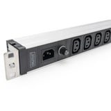 Digitus Regleta de enchufes de 19" con perfil de aluminio, 9 tomas C13, 1U negro/Aluminio