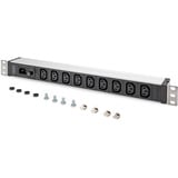 Digitus Regleta de enchufes de 19" con perfil de aluminio, 9 tomas C13, 1U negro/Aluminio