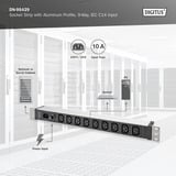 Digitus Regleta de enchufes de 19" con perfil de aluminio, 9 tomas C13, 1U negro/Aluminio