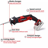 EINHELL TE-AP 18/13 Li - Solo, 4326315, Sierra de sable rojo/Negro