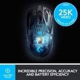 Logitech G903 HERO, Ratones para gaming negro, Ambidextro, Óptico, RF inalámbrico, 25600 DPI, 1 ms, Negro