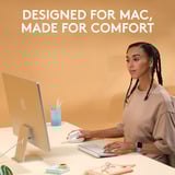 Logitech Lift for Mac, Ratón blanco, mano derecha, Diseño vertical, Óptico, RF Wireless + Bluetooth, 4000 DPI, Blanco