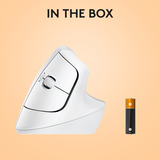 Logitech Lift for Mac, Ratón blanco, mano derecha, Diseño vertical, Óptico, RF Wireless + Bluetooth, 4000 DPI, Blanco