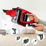 Bosch Serie 8 BBS81PETM aspiradora de mano Rojo Sin bolsa, Aspirador vertical rojo/Negro, Secar, Filtro higiénico, Ciclónico, Suelo duro, Alfombra, Suelo duro, Escalones, Tapicería, 76 dB, Sin bolsa