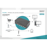 Digitus Conmutador KVM DisplayPort 4x 1, Switch KVM negro