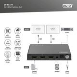 Digitus Divisor HDMI 8K, 1x2, Splitter HDMI negro