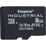 Kingston Tarjeta 8GB microSDHC Industrial C10 A1 pSLC paquete individual sin adaptador, Tarjeta de memoria negro, 8 GB, MicroSDHC, Clase 10, UHS-I, 100 MB/s, 80 MB/s