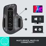 Logitech 910-006582 ratón Oficina mano derecha Bluetooth Laser 8000 DPI grafito, mano derecha, Laser, Bluetooth, 8000 DPI, Grafito