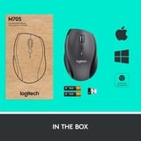 Logitech Marathon M705 ratón Oficina mano derecha RF inalámbrico Óptico 1000 DPI antracita, mano derecha, Óptico, RF inalámbrico, 1000 DPI, Carbón vegetal