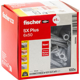 fischer Taco de expansión SX Plus 6x50, Pasador gris claro