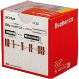 fischer Taco de expansión SX Plus 6x50, Pasador gris claro