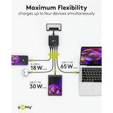 goobay Cargador de mesa multipuerto USB-C, PD, GaN, 65 vatios negro