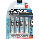 Ansmann 2500mAh AA maxE plus Níquel-metal hidruro (NiMH), Batería plateado, AA, Níquel-metal hidruro (NiMH), 1,2 V, 2500 mAh, 14,5 x 14,5 x 50,5 mm