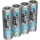 Ansmann 2500mAh AA maxE plus Níquel-metal hidruro (NiMH), Batería plateado, AA, Níquel-metal hidruro (NiMH), 1,2 V, 2500 mAh, 14,5 x 14,5 x 50,5 mm
