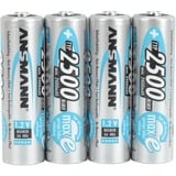 Ansmann 2500mAh AA maxE plus Níquel-metal hidruro (NiMH), Batería plateado, AA, Níquel-metal hidruro (NiMH), 1,2 V, 2500 mAh, 14,5 x 14,5 x 50,5 mm
