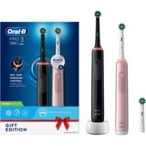 Braun Pro 3 3900N Gift Edition Adulto Cepillo dental oscilante Negro, Rosa, Cepillo de dientes eléctrico negro/Rosa neón, Adulto, Cepillo dental oscilante, Cuidados diarios, Sensible, Blanqueador, Negro, Rosa, Batería, Batería integrada