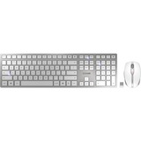 CHERRY DW 9100 SLIM teclado Ratón incluido Universal RF Wireless + Bluetooth QWERTY Inglés de EE. UU. Plata, Juego de escritorio blanco/Plateado, Inalámbrico, RF Wireless + Bluetooth, QWERTY, Plata, Ratón incluido
