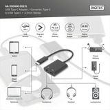 Digitus Adaptador USB-C a USB-C + conector de 3,5 mm negro