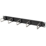 Digitus Panel de organización de cables con estribos de acero para armarios de 482,6 mm (19"), 1UA, Guía para cable negro, 6 mm (19"), 1UA, Panel de gestión de cables, Negro, Acero, 1U, Ovalado, China