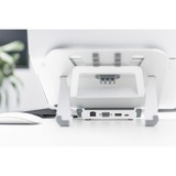 Digitus Soporte variable para notebook con estación de acoplamiento USB-C™ integrada, 8 puertos blanco/Plateado, 8 puertos, Alámbrico, USB 3.2 Gen 1 (3.1 Gen 1) Type-C, 87 W, 10,100,1000 Mbit/s, Aluminio, MicroSD (TransFlash), SD, SDHC